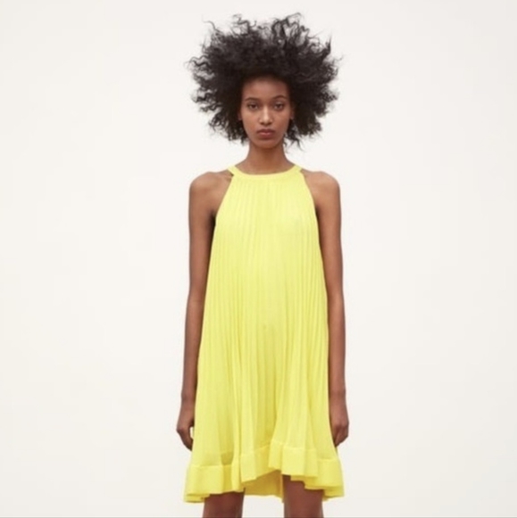 Zara | Dresses | Zara Yellow Pleated 
